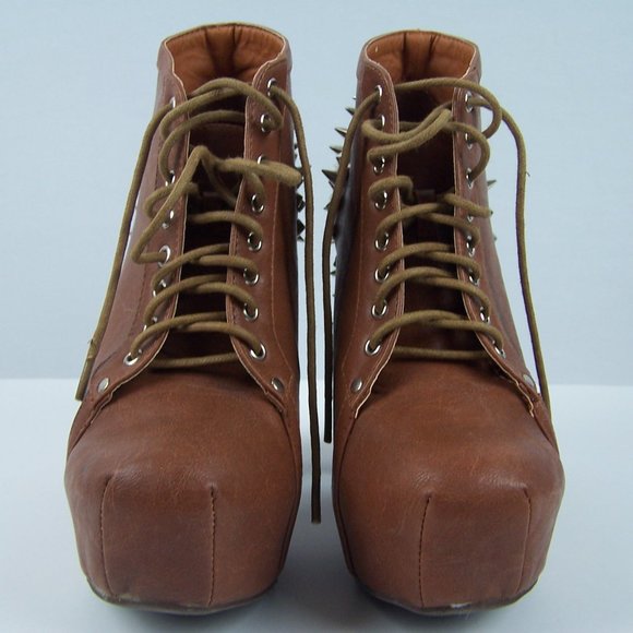 Vintage Brand Sexy Studded Spiked Brown Heels Sz 8 - Picture 2 of 5